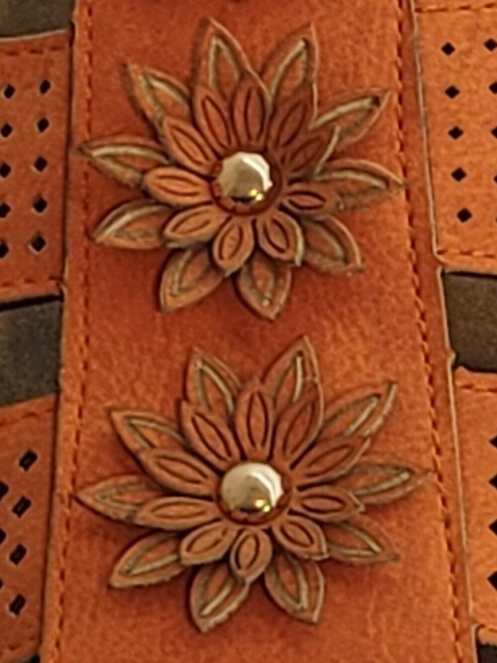 Orange Comfort Bed Women's Short Wedge Summer Sandals Size 11-12 New - Picture 4 of 7